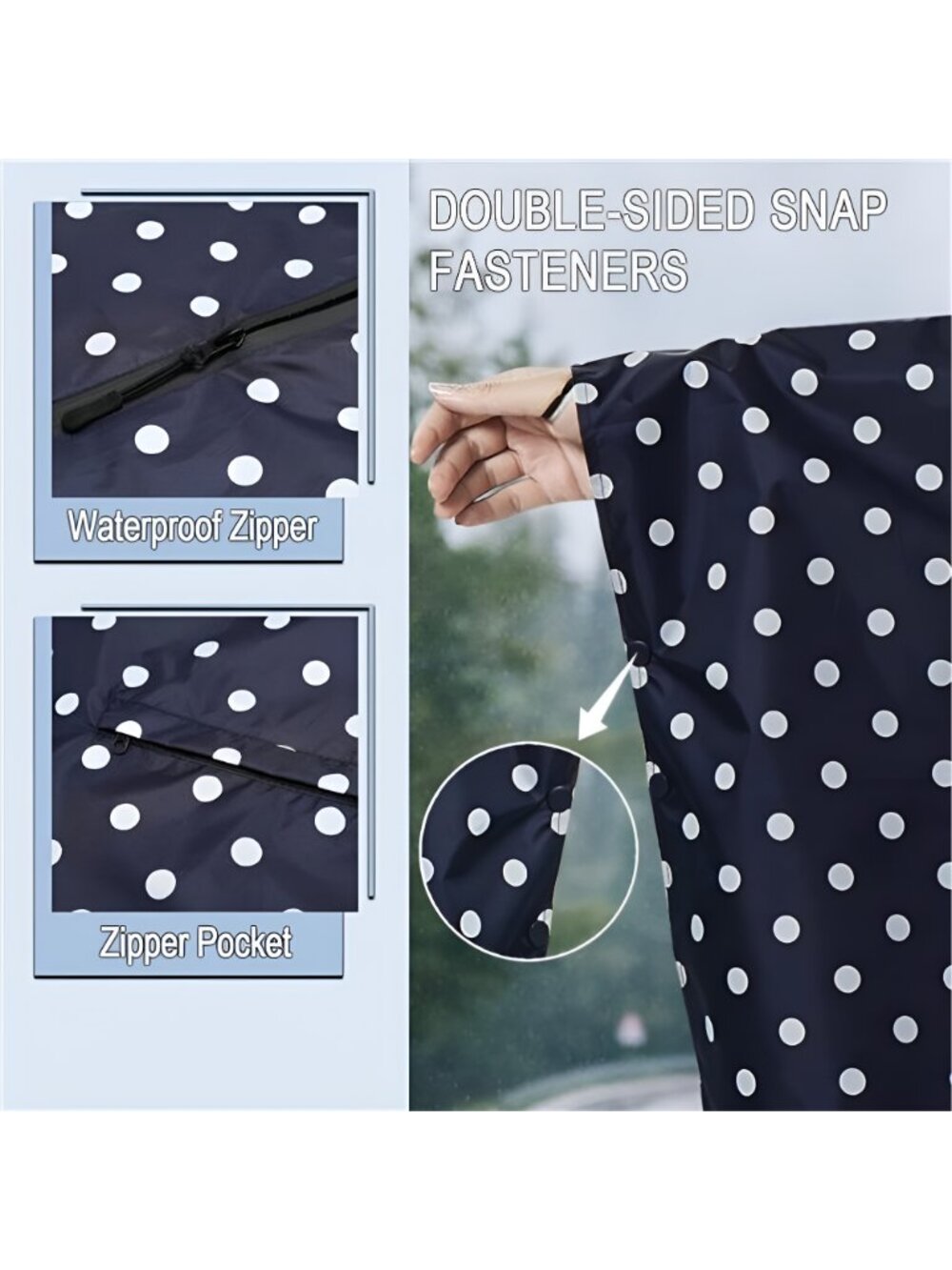 Fashion Hooded Rain Poncho Waterproof Raincoat Jacket with pocket - Picture 5 of 8